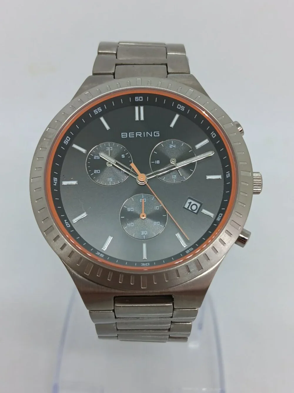 Bering 11743-709 Titan Chrono Men's 43mm Brushed Titanium Japanese Quartz Watch